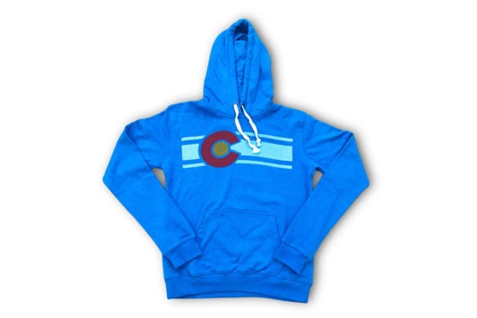Blue hoodie.